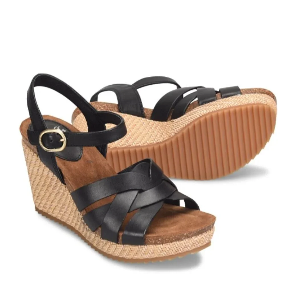 new Sofft Carlana Italian Leather Wedge Sandals  in box 252